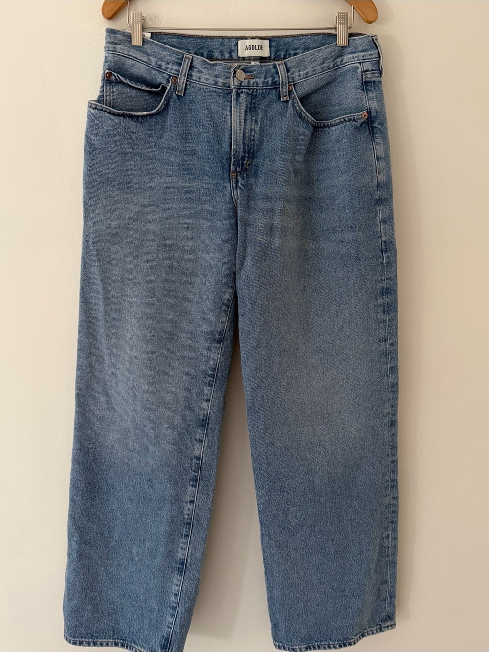 Agolde Fusion Jeans Wide Leg Low Slung Slouchy Blue Denim Cotton Size 29 - Picture 2 of 11